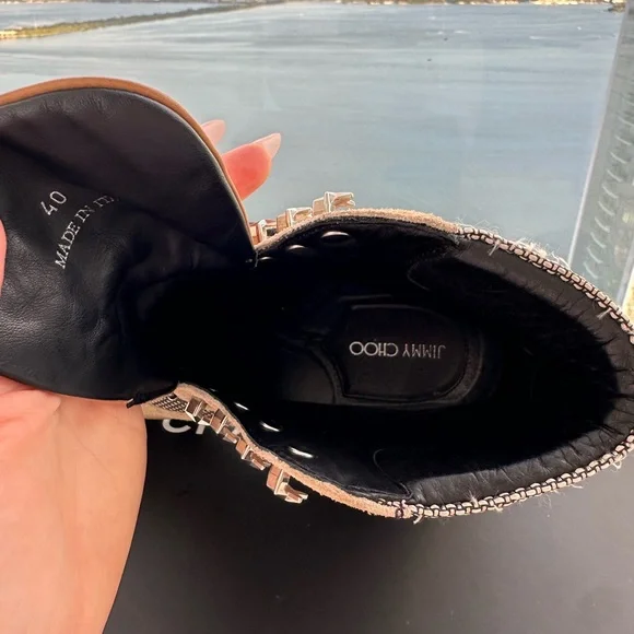 Jimmy Choo Beige and Black Star-Embellished Boots - Picture 12 of 13